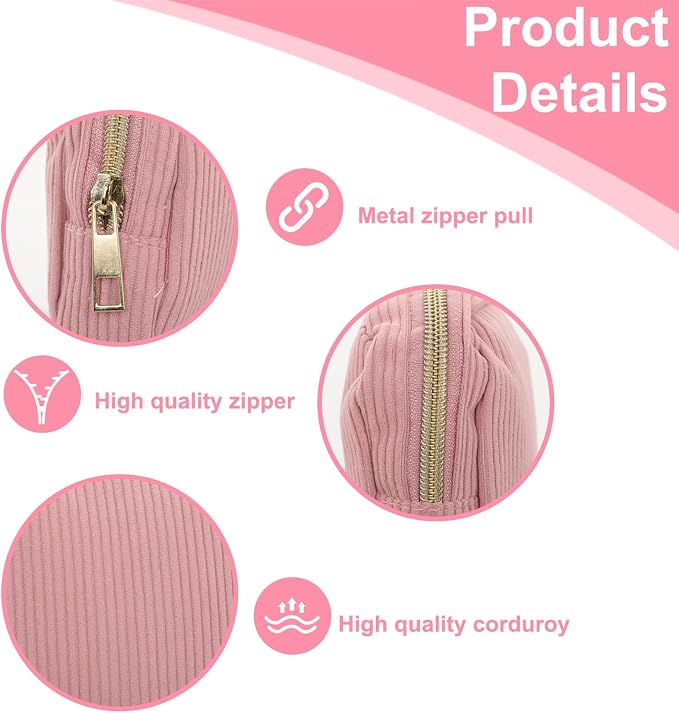 Feminine Corduroy Menstrual Care Bag for Women, Portable Zippered Sanitary Napkin Holder, Cute Travel Cosmetic Pouch for Tampons & Pads