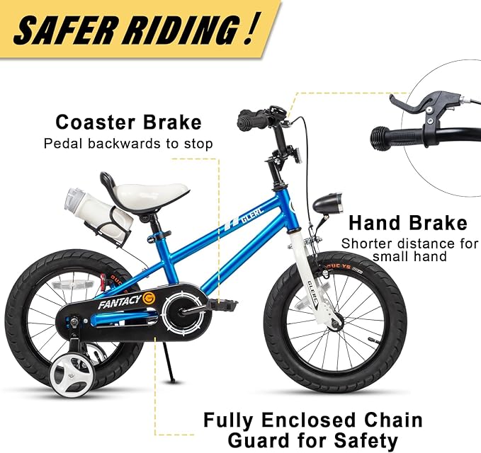 Glerc Fantacy Kids Bike, 12-20 Inch Children Bicycle for 2-13 Years Old Boys Girls, Kids Bicycle with Water Bottle Holder & Headlight & Training Wheels, Multiple Colors