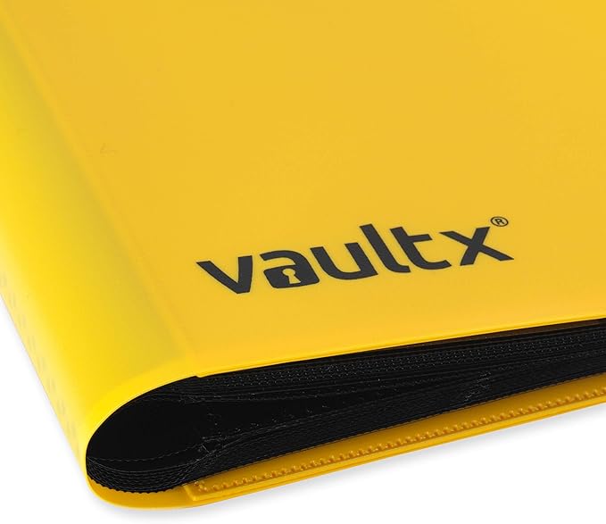 Vault X 4 Pocket Standard Strap Binder, Holds 160 Trading Cards in 20 Side-Loading Pages (Yellow)