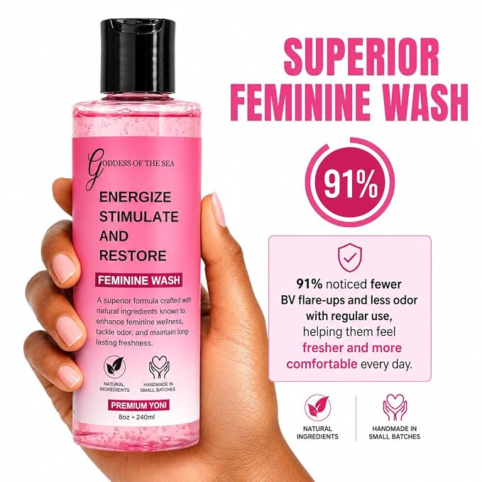 Premium Yoni Feminine Wash – pH Balance Minty Feminine Wash – Natural Ingredients Feminine Care Daily Wash Great for Odor, Discharge, Dryness, BV – 8oz Bottle