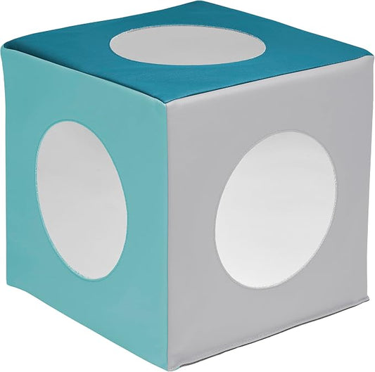 Back2School Express Peek ‘n’ See Sensory Activity Mirror Cube for Babies 6+ Months - Tummy Time Baby Mirror Toy, Infant Development Soft Foam Play Block, Montessori Baby Toys, Contemporary