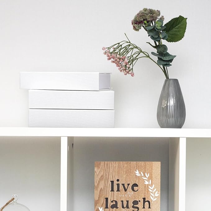 Tioncy 3 Pcs Decor Linen Faux Book Box Set Aesthetic DIY Fake Linen Book Box for Decor Storage Cafe Table Bookshelf Gift Home Keepsake(8.6 x 6.1 x 1.8 Inch,White)