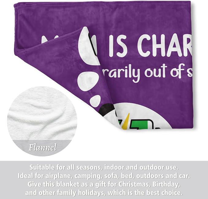 Craftique Mom Birthday Gifts, Funny Gifts for Mom- Mom's Charging Blanket | Mom Gifts for Women from Daughter Son Husband, Super Soft Blanket Throw for Napping Travel, 60”×50”