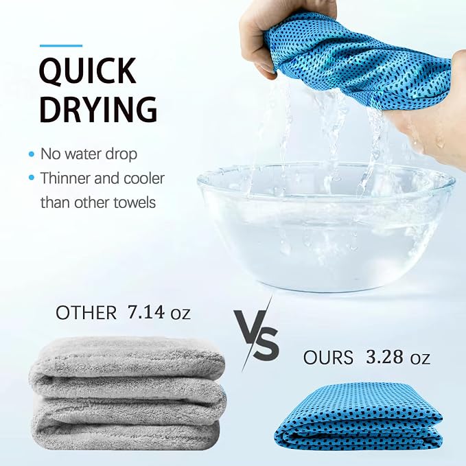 SOYOK 4 Packs Cooling Towels, 40" x 12" Microfiber Cooling Towels for Neck and Face, Soft Breathable for Working Out with Waterproof Bag & Carabiner, Suit for Climb,Travel, Running,Yoga