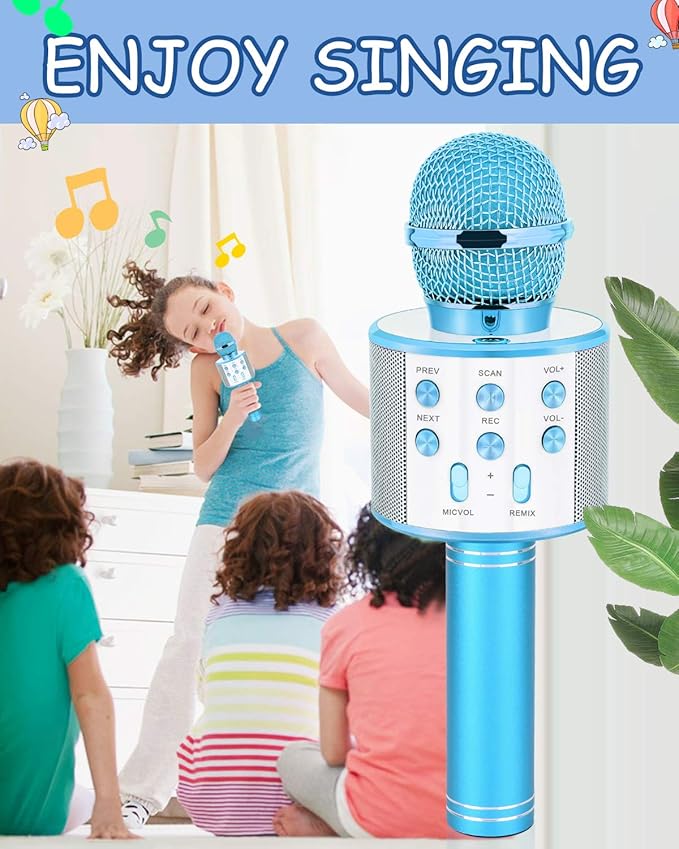 Kids Toys Age 5 6 7 8 9 10, Karaoke Microphone for Kids Popular Toys for Girl Boy Age 5-12 Birthday Gifts for Teen Girls Boys Age 5-12 Party Gift for Girl Boy Age 4-12 - Blue