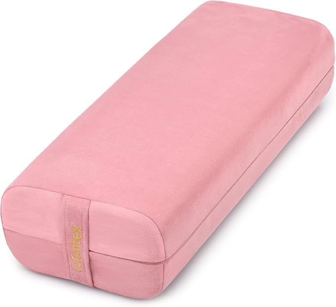 Giantex Yoga Bolster Pillow, with Carry Handle, Removable Machine Washable Soft Suede Pillowcase, Meditation Rectangular Yoga Pillow Perfect for Restorative Yoga