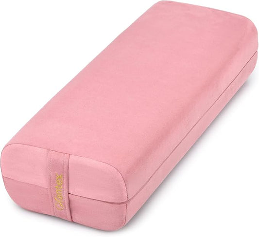 Giantex Yoga Bolster Pillow, with Carry Handle, Removable Machine Washable Soft Suede Pillowcase, Meditation Rectangular Yoga Pillow Perfect for Restorative Yoga