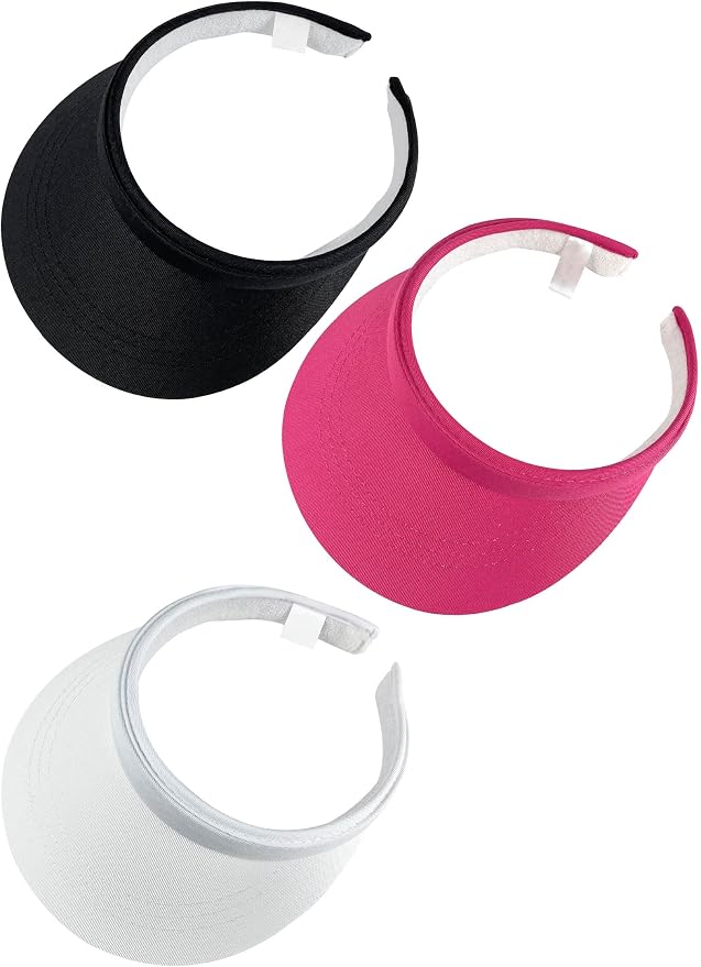 3 Pack Sports Sun Visor Hat Women Men Adjustable Clip On Visors Outdoor Golf Beach Cap