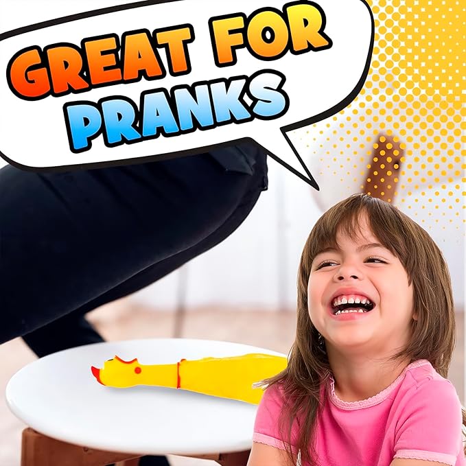 POPLAY 3 PCS Screaming Chickens, Prank Novelty Toys Squeaky Rubber Chickens for Dogs
