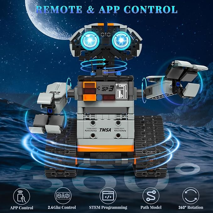 5in1 STEM Robot Building Kit for Kids 6-14+, APP & Remote Control STEM Robot Dinosaur Car Building Toys for Kid Science Learning, 688 Pcs DIY Building Blocks Set, Boys Girls Birthday Xmas Gifts Ideas