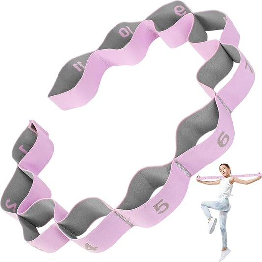 Stretching Strap with 11 Loops, Stretch Out Straps for Physical Therapy, Yoga, Pilates, Ballet, Versatile Stretch Out Strap for Flexibility, Dance & Home Workouts, Full Body Stretching
