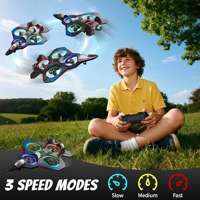 Foam Remote Control Airplanes with 3 Batteries, RC Plane Airplane Toys for Boys Kids Adults Beginners 4-8 8-12 12-16, RC Planes Fighter Jet Helicopter Drones for Kids Adults, 360° Flip Easy to Fly