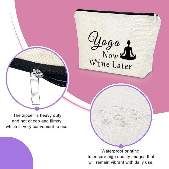Sazuwu Yoga Gifts for Women Makeup Bag Meditation Birthday Gifts for Yoga Lovers Cosmetic Travel Pouch Christmas Retirement Present