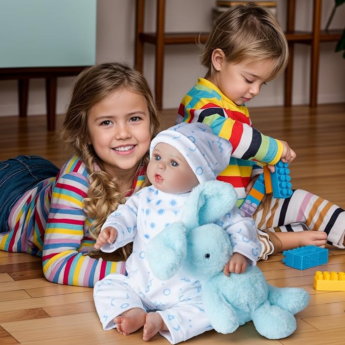 BABESIDE 8 Pcs Reborn Baby Doll Accessories for 17–22 Inch Dolls – Reborn Baby Doll Clothes, Bassinet, Magic Bottle & Magnetic Pacifier – Fits Reborn Newborn Boys & Girls