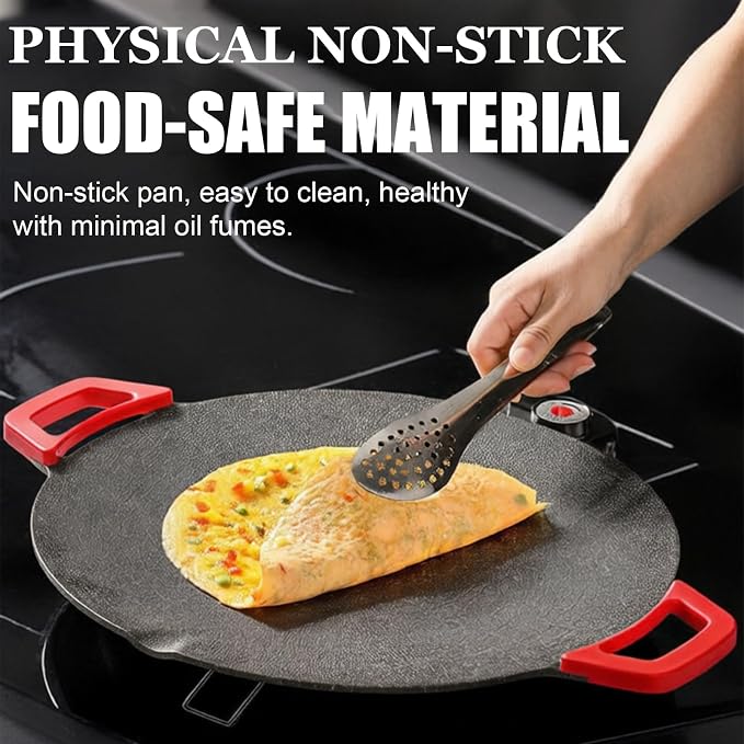 Non-Stick Electric Indoor Grill Pan - 1300w Portable Electric Korean Bbq Grill, Multifunctional Nonstick Smokeless Round Griddlewith Temperature Control,Include Oil Brush,Food Tongs