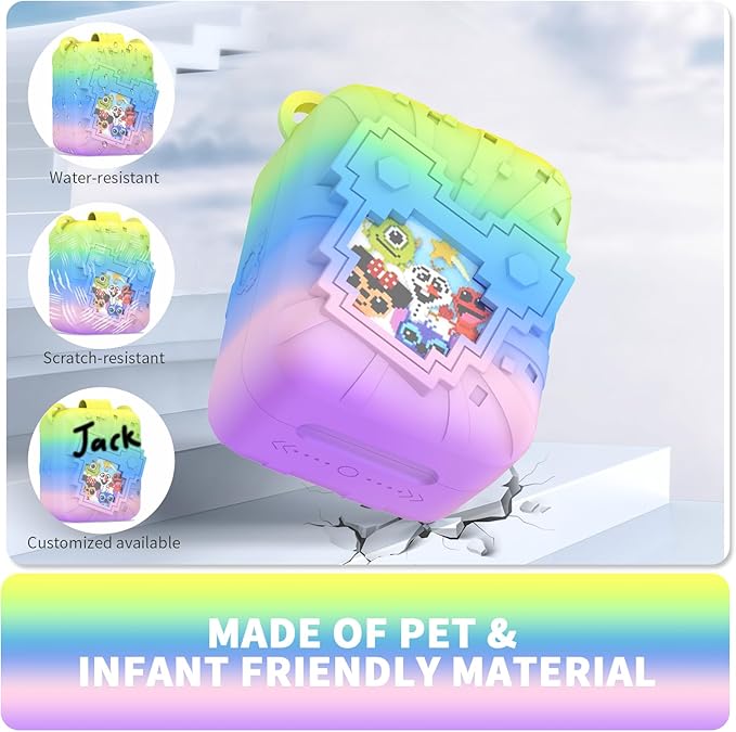 Soft Silicone Case for Bitzee Disney Interactive Toy Digital Pet, Shockproof and Protective Carrying Case for Bitzee Disney Virtual Electronic Pets with Lanyard for Kids (Rainbow)