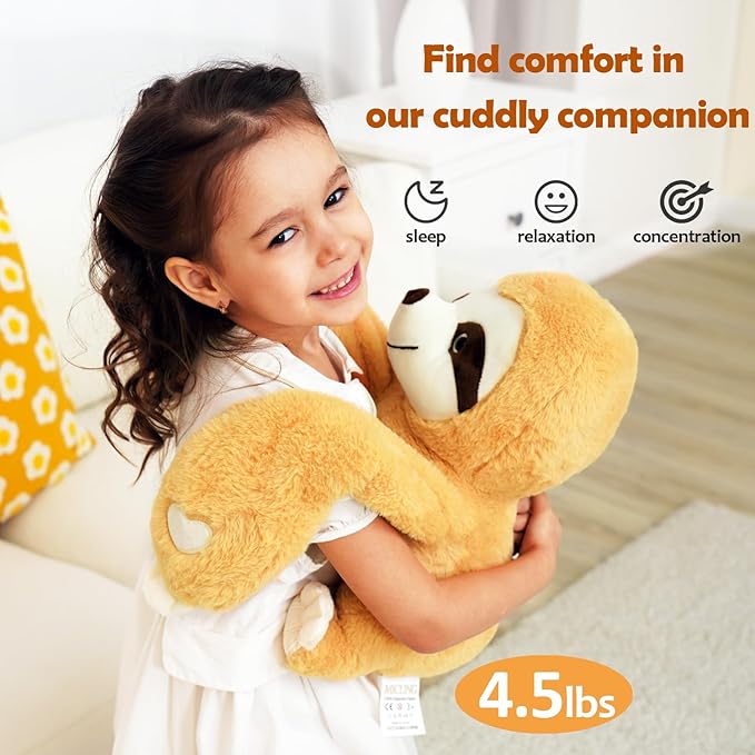 Weighted Stuffed Animal - Brown Sloth 4.5 lbs, Ideal for Sensory Needs, Austism & Anxiety | Comfort & Relaxation for Both Kids and Adults Valentines
