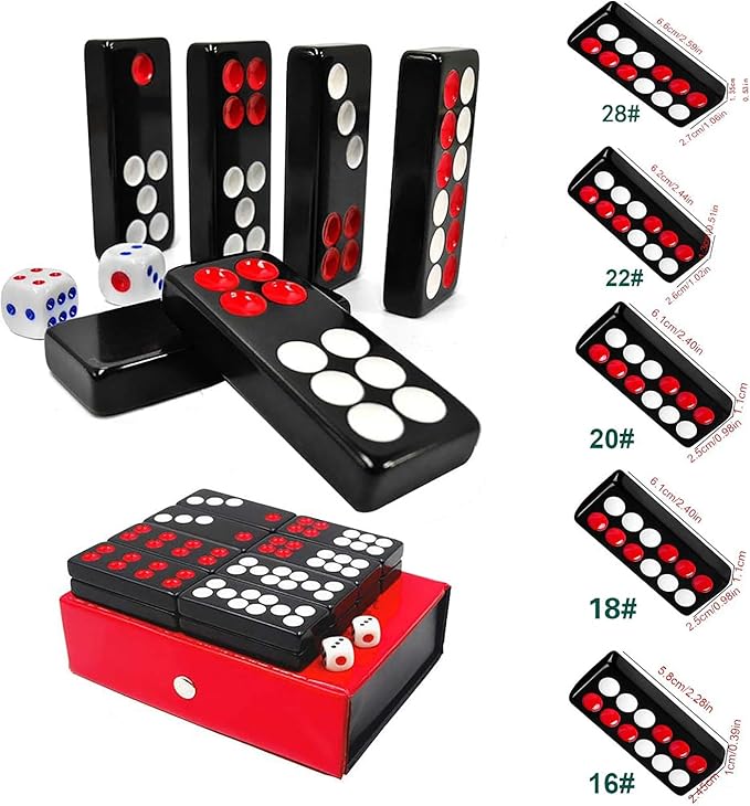 32PCS Pai Gow Tiles Game Set,Chinese Traditional Black Dominoes Pai Gow, Pai Gow Poker, Best Casino Game Party Fun Toy for Entertainemnt (18#)