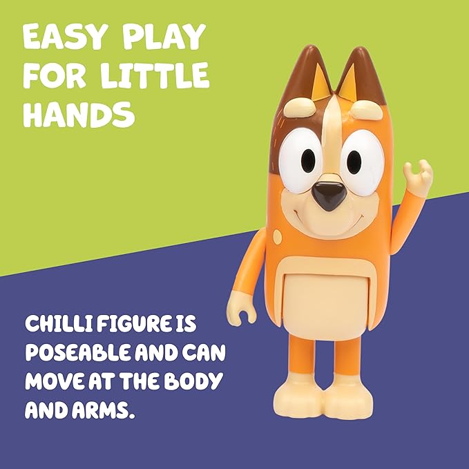 Bluey Heeler Family Road Trip Big Car Toy, Articulated, Customizable Interactive Toddler Toy Car with 2.5” Chilli Figure, Toddler Cars for Ages 3+