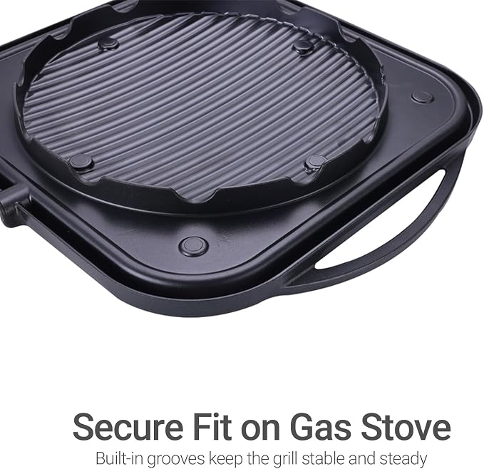 12in Nonstick BBQ Grill Plate – Cerastone Gold Marble Coated, Korean-Style Stovetop Griddle Pan for Indoor & Outdoor Cooking