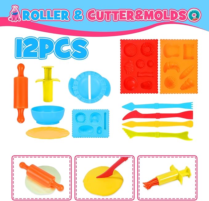 Toyze ‌Playdough Tool Set for 3-8 Year Olds | 30-Piece Playdough Accessory Kit with Animal Molds, Rolling Pin & Storage Box | STEM Educational Gift for Boys & Girls - Birthday, Christmas, Party Favor