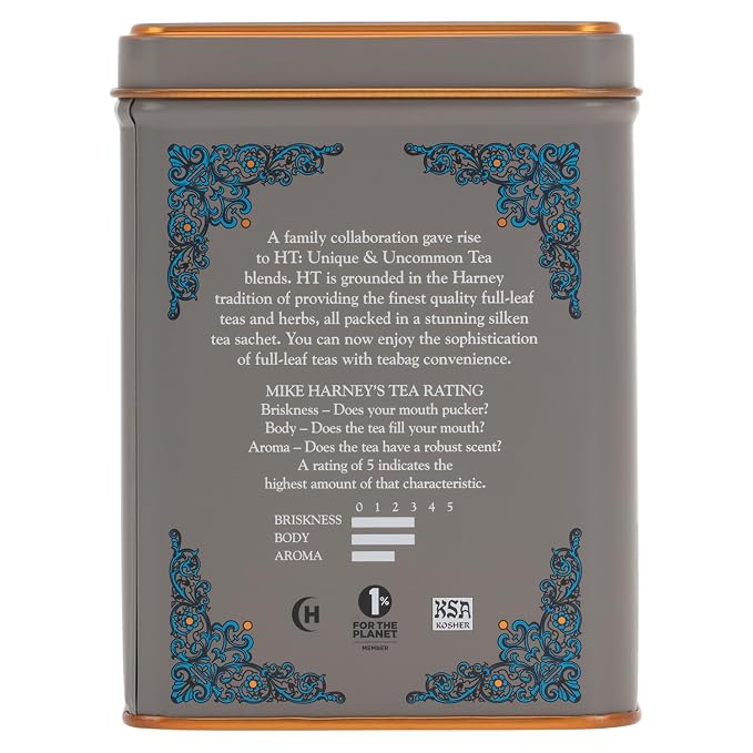 Harney & Sons English Breakfast Tea, Caffeinated, 20ct sachet tin, HT Tea Blends (Pack of 2)