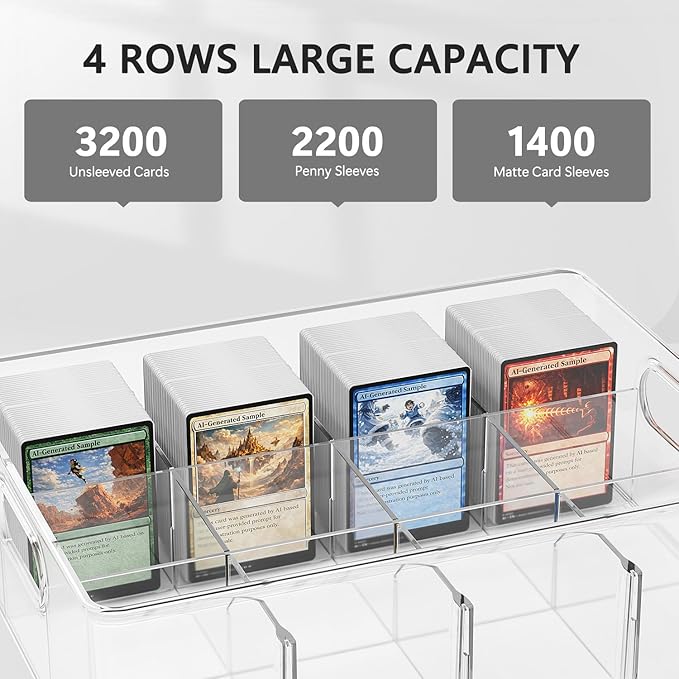 Trading Card Storage Box – Clear Large Card Organizer Holds 12000 Cards with Foam Inserts Blocks – Display Case for TCG & Sports Cards(4-Pack)