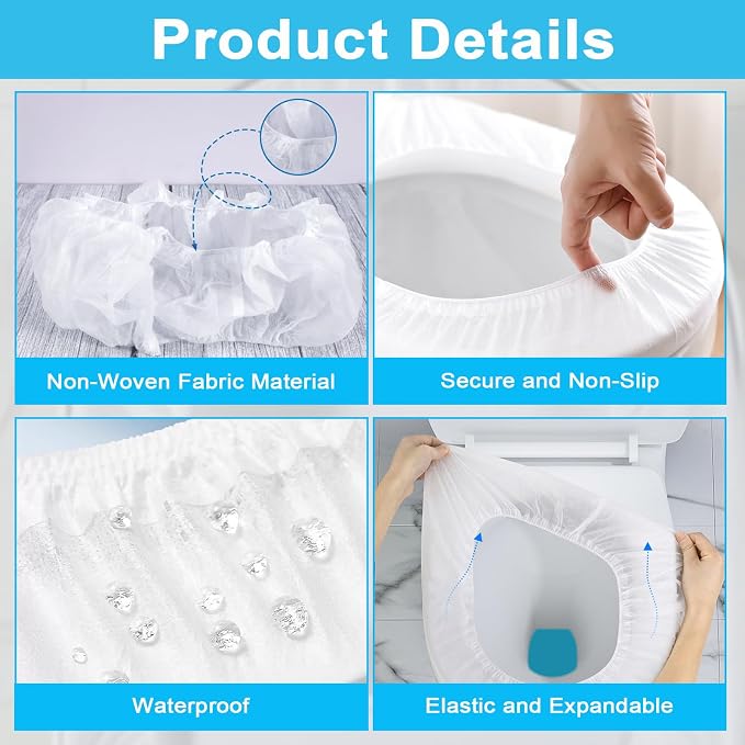 100 Pack Disposable Toilet Seat Cover Waterproof Non-Woven Fabric, Disposable Toilet Seat Covers for Travel, Disposable Seat Covers for Hotel Hospital Public Restroom, Individual Package