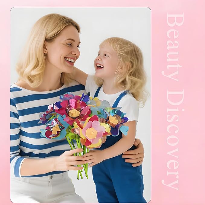 Toys for 4 5 6 7 8 12 Year Old Girl Birthday Gift Ideas, DIY Flower Bouquet Arts and Crafts Supplies Kit for Kids Learning Activities Ages 4-8-12, Summer Toys Set Toddler (Accessories)