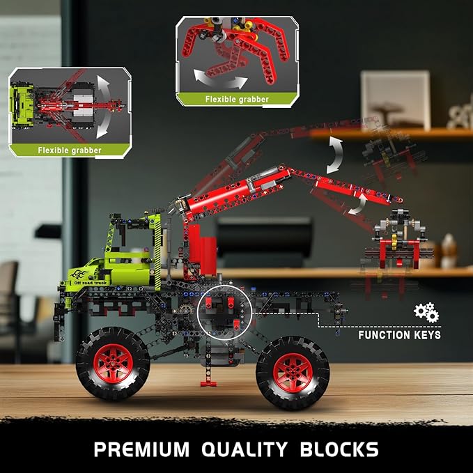 Mould King Offroad Crane Truck Building Blocks Set - Collectible ATV Car Model with Motor, STEM Engineering Toy with Heavy-Duty Tires & Articulating Boom, for Adults to Build (2002+)