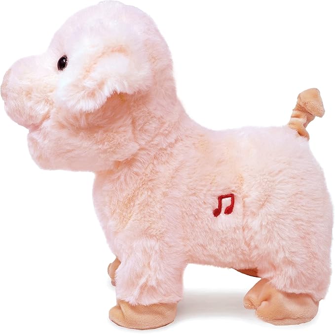 Cuddle Barn - Barnyard Buddies Pig | Animated Piggy Stuffed Farm Animal Plush Toy | Walks and Plays Song Farmer in The Dell, 8 Inches