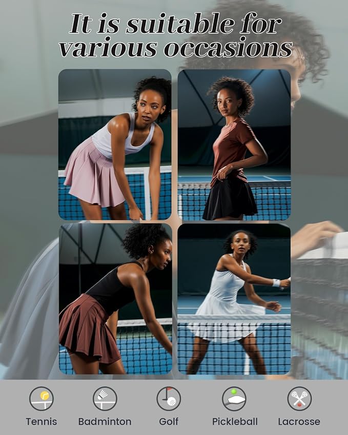 Pleated Tennis Skirt for Women with Pockets Shorts High Waisted Athletic Golf Skort for Workout Pickleball