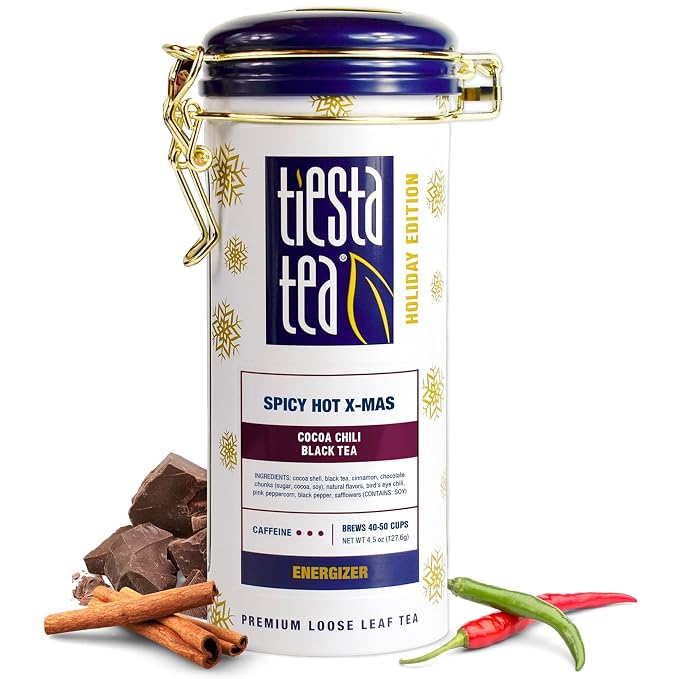 Tiesta Tea - Sexy Hot Christmas Tea, Loose Leaf, Cocoa Chili Black, Premium High Caffeinated Blend, Spicy Black, Make Hot or Iced, Brews Up to 50 Cups, 4.5 Ounce Refillable Tin