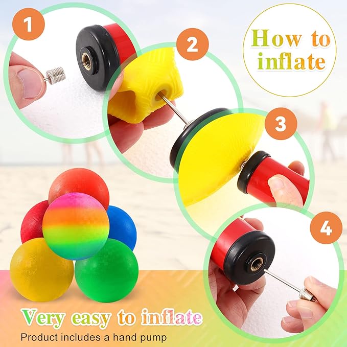 6PCS Playground Balls,8.5 Inch Inflatable Dodge Balls,Dodgeball Balls,Rubber Bouncy Dodge Ball with 1 Hand Pump for Indoor Outdoor Games Camps Schoolyard Picnic