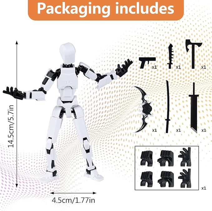 Poseable Action Figure Set, Model 13 Collectible Toy Figure, Multi-Jointed Movable, Gift Box Packaging, Great for Kids, Adults, Collectors, Birthday (White)