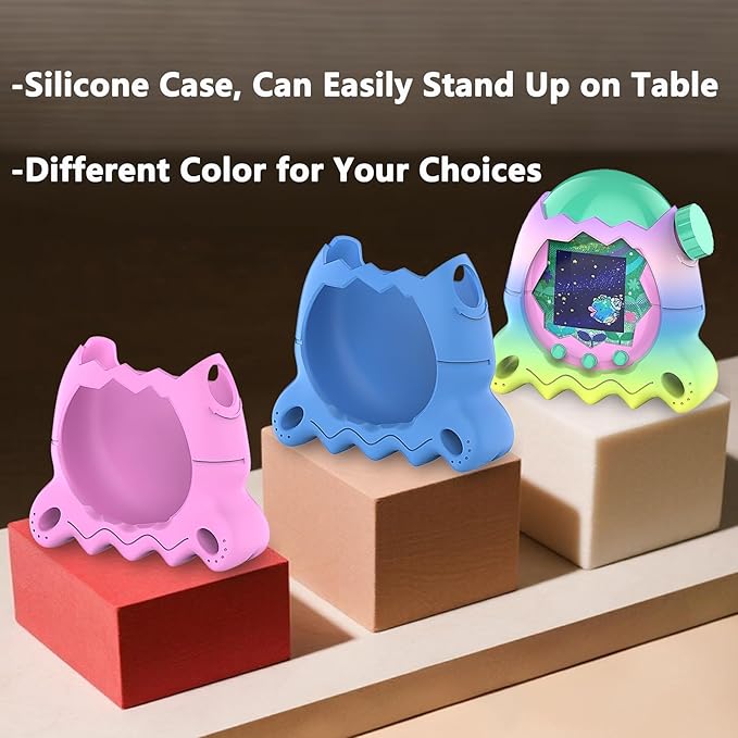 JCHPINE Hard Case and Silicone Cover for Tamagotchi Paradise Electronic Pet, Protective Cases for Tamagotchi Paradise with Screen Protector and Lanyard (Rainbow)