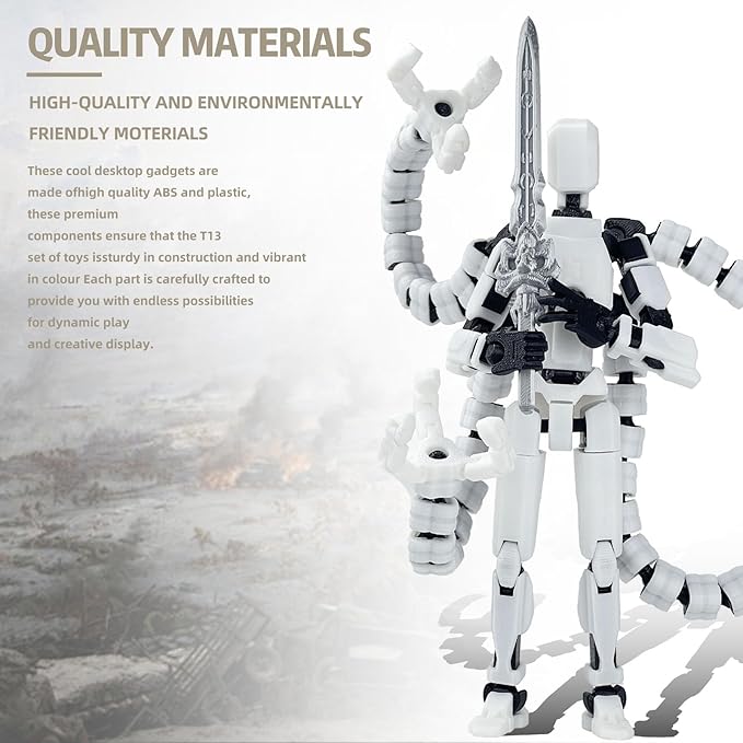 Assembly Completed 7.2in T13 Action Figure 3D Printed Multi-Jointed Movable T 13 Nova 13 Robot 13 Action Figure Desktop Decorations for Game Lovers (Gray2)
