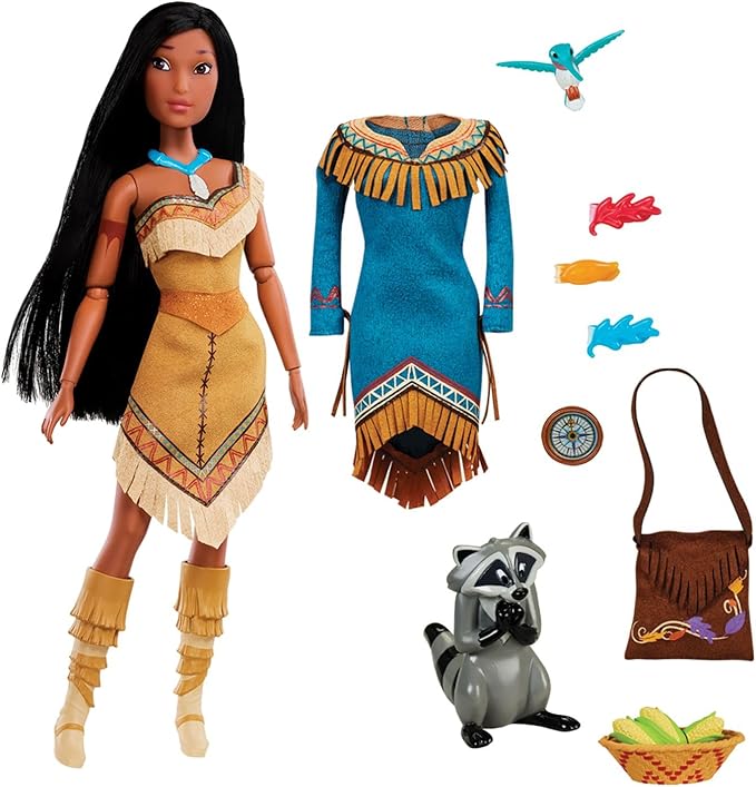 Disney Store Girl's Pocohontas Story Doll, Pocohontas, 11 inches, Fully Posable Toy in Glittering Outfit - Suitable for Ages 3+ Toy Figure, Gifts, New for 2023?