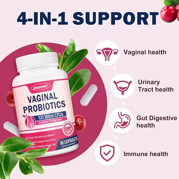 ZEBORA Vaginal Probiotics for Women Health pH Balance 100 B CFUs with Prebiotics & Lactobacillus,for Female Yeast Urinary Tract Infection Vag Odor & Flora Support Immune Digestive Gut Care | 100 Billion CFUs, Daily Probiotic & Prebiotic Supplement for ...