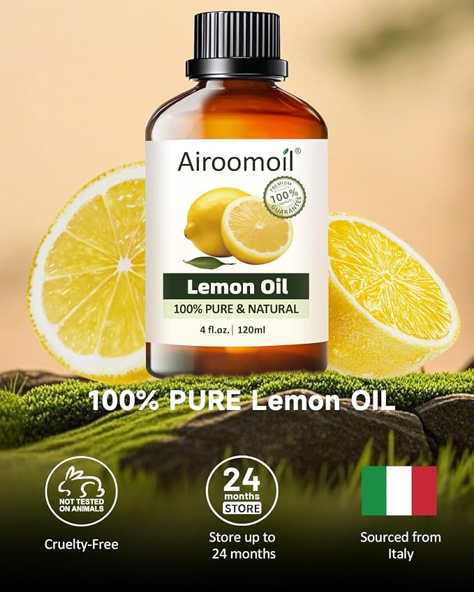Lemon Essential Oil, 100% Pure, Light Fresh Citrus Scent, 4 Fl Oz | for Aromatherapy, Skin Care, Diffuser Relaxation, Candle Soap Making, DIY Cleaning, Air Freshener Spray, Fragrance Gift