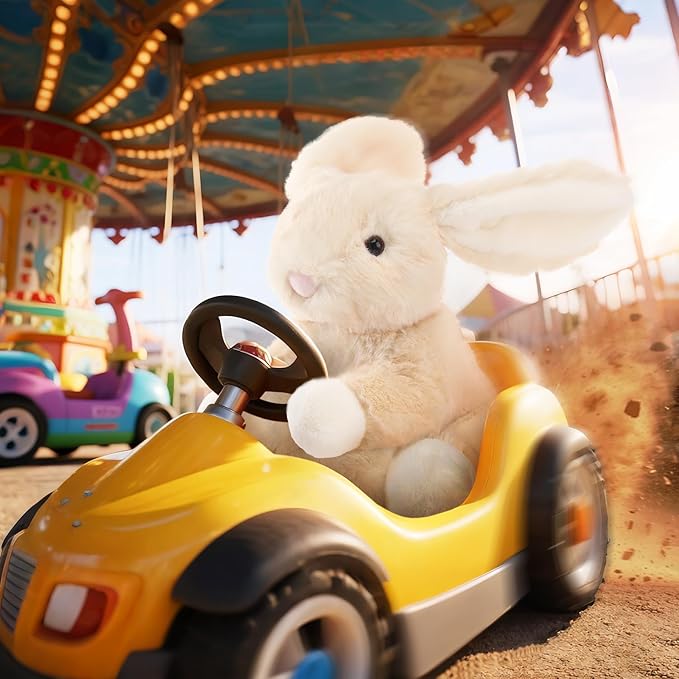 Apricot Lamb Colorful Bunny Plush Stuffed Animals for Kids, Soft Cute Plush Toys for Baby Girl and Boy, Fluffy Colorful Bunny Cream