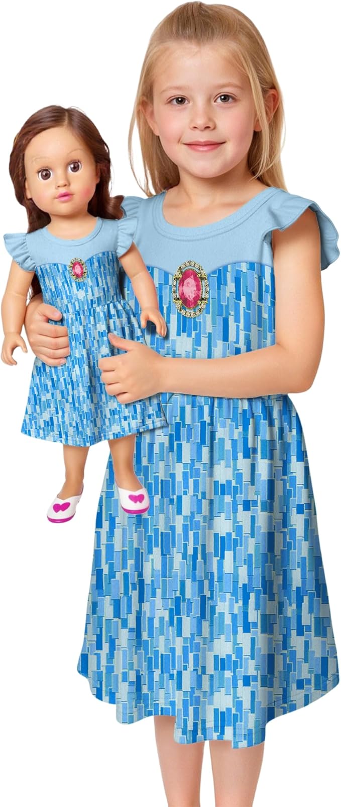 LQSZ Doll and Girl Matching Princess Dress Outfits for Girls and 18" Matching Doll and Girl Clothes