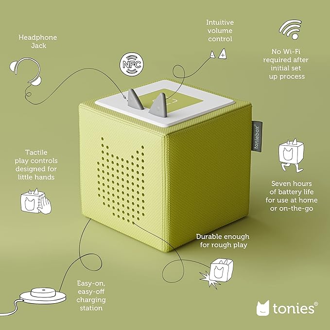 Toniebox 1 Audio Player Starter Set with Playtime Puppy - Listen, Learn, and Play with One Huggable Little Box - Green