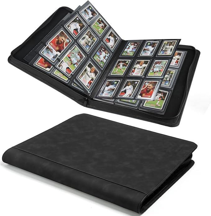 Toploader Binder,Toploader Hard Cases, 9-Pocket Pages Sleeves Hold up 288 Cards.Toploader Card Binder with Sleeves for “3×4” rigid，Card Holder(black)