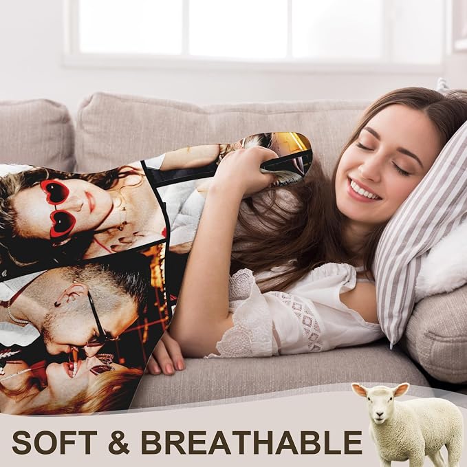 Yofair Ships Next Day, Custom Blanket with Picture Wedding Anniversary Valentines Day Gifts for Him Her Personalized Photo Blankets I Love You Couple Gift for Women Boyfriend Girlfriend Wife Husband