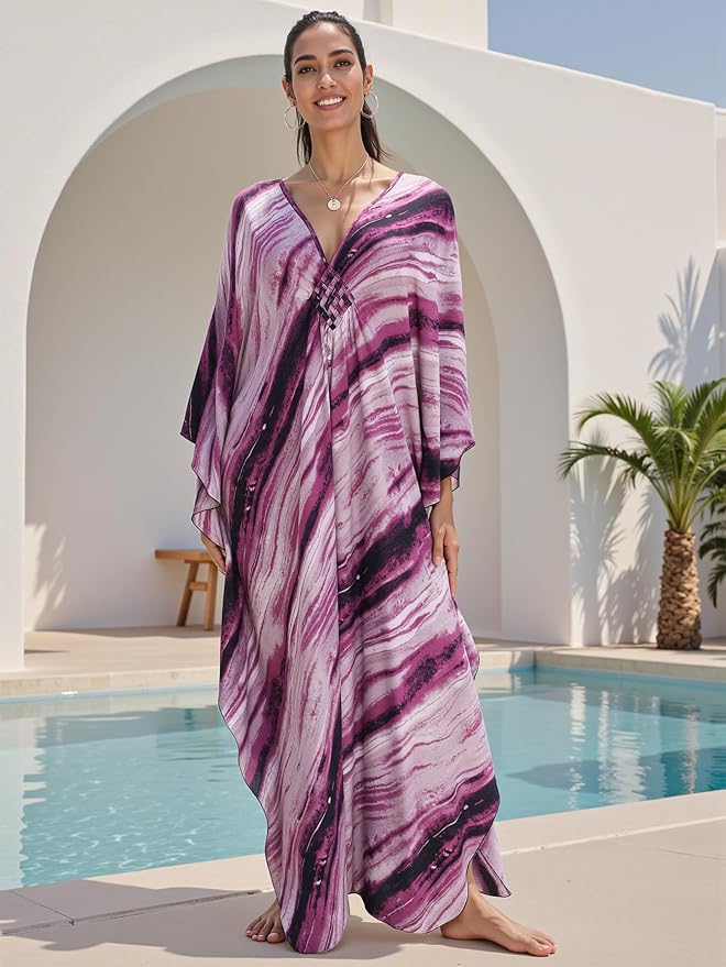 Mumu Dresses for Women Plus Size, Bohemian Kaftan Beach Cover Up Long Maxi Nightgown Soft Loungewear