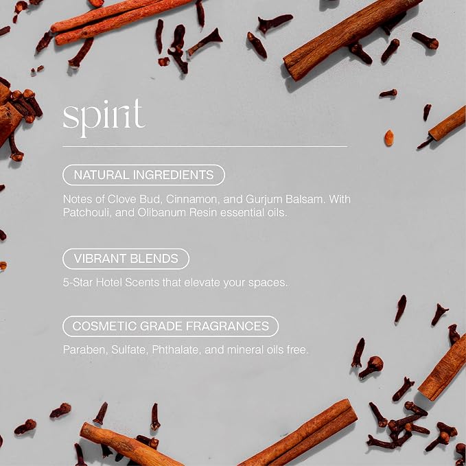 Doctor Aromas Oil Diffuser Essential Oil Blend Refill – Premium Aromatherapy & Home Fragrance, Scent of Clove Bud, Cinnamon & Gurjum Balsam, 3.4 fl oz (100 ml) (Spirit)