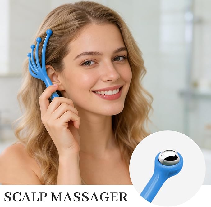 2 Set Manual Massage Gloves with Head Massagers | Lymphatic Roller Ball Massagers,Scalp massagers,Gua Sha SPA Muscle Release,For Head Face Neck Back Legs Full Body