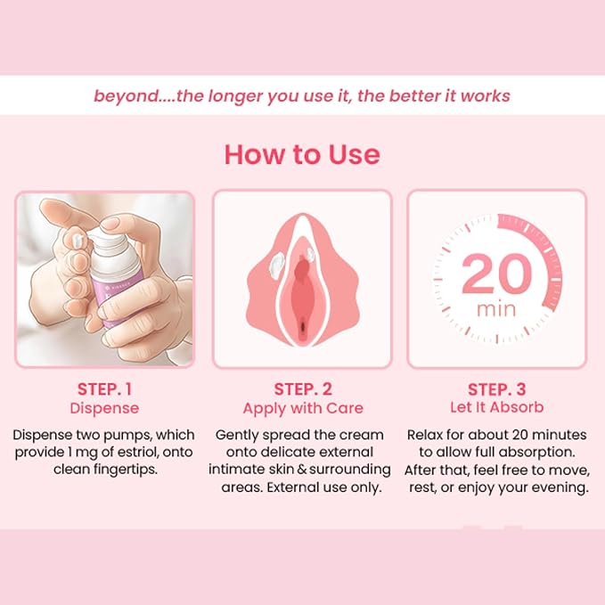 Estriol Cream for Women: Daily Intimate Moisturizing Care for Menopause & Perimenopause, Supports Moisture, Elasticity & Skin Barrier Balance, Gentle Formula, 1.06 Oz