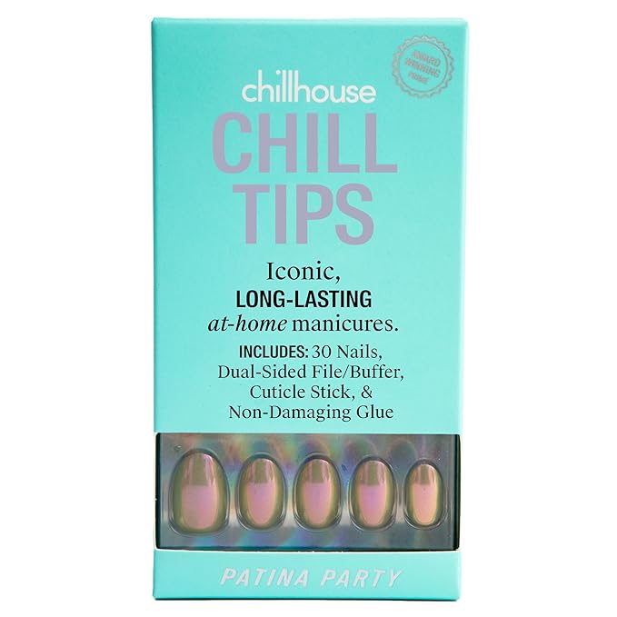 Chillhouse - Chill Tips, Press on Nails Kit - Patina Party (Oval) - 30 Nail Shapes & Sizes - Up to 2 Weeks of Wear - Customizable Fit - Reusable - Latina Founded & Women Owned - Beauty & Self Care
